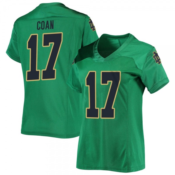 Jack Coan Notre Dame Fighting Irish NCAA Women's #17 Green Replica College Stitched Football Jersey KIY5855TU